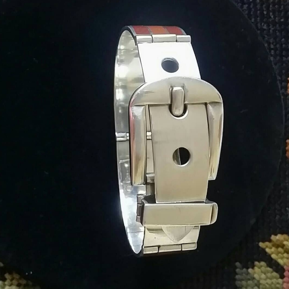 Gucci Vintg Sterling Enamel Buckle  Bracelet. - Picture 7 of 7